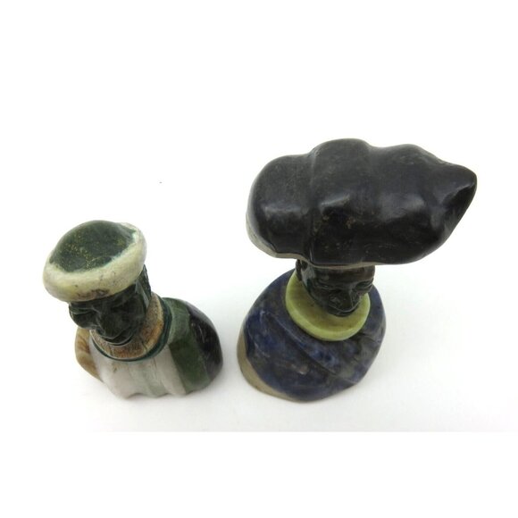 Small STONE BUST Set Colourful Hand Carved in Zimbabwe Africa 3.1" Tall - Picture 8 of 9
